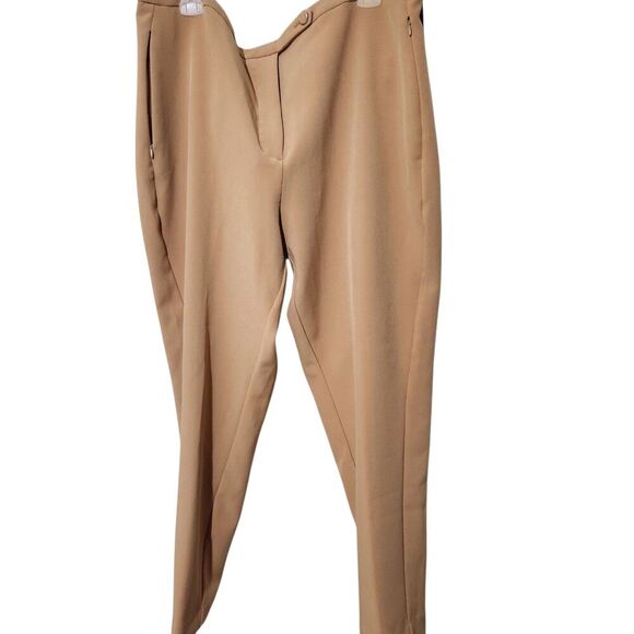 Worthington Dress Pants For Women Size 18W Color Khaki Slim Leg Zip Pockets - Picture 1 of 15